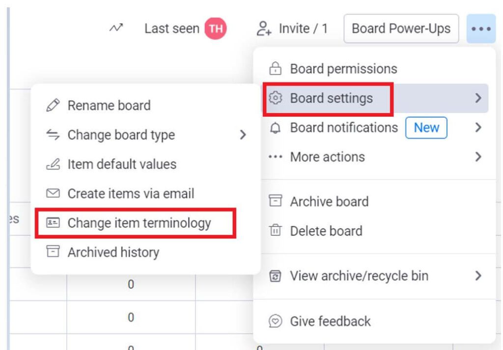 change item terminology