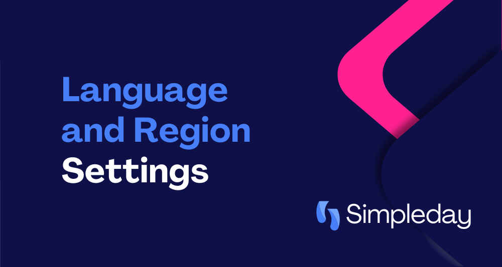 monday.com project management with Simple Day. Language and region settings.