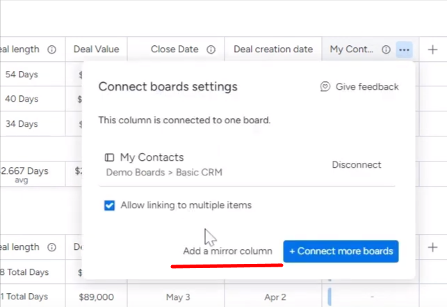 adding mirror column