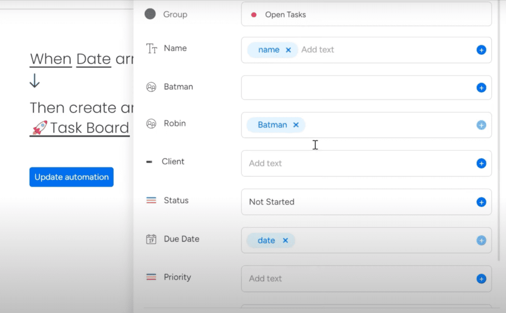 automation item setting