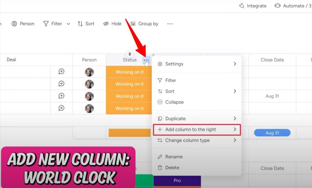 adding world clock column