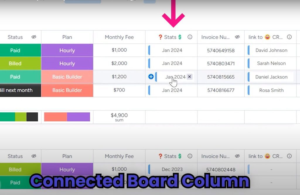 connected board column