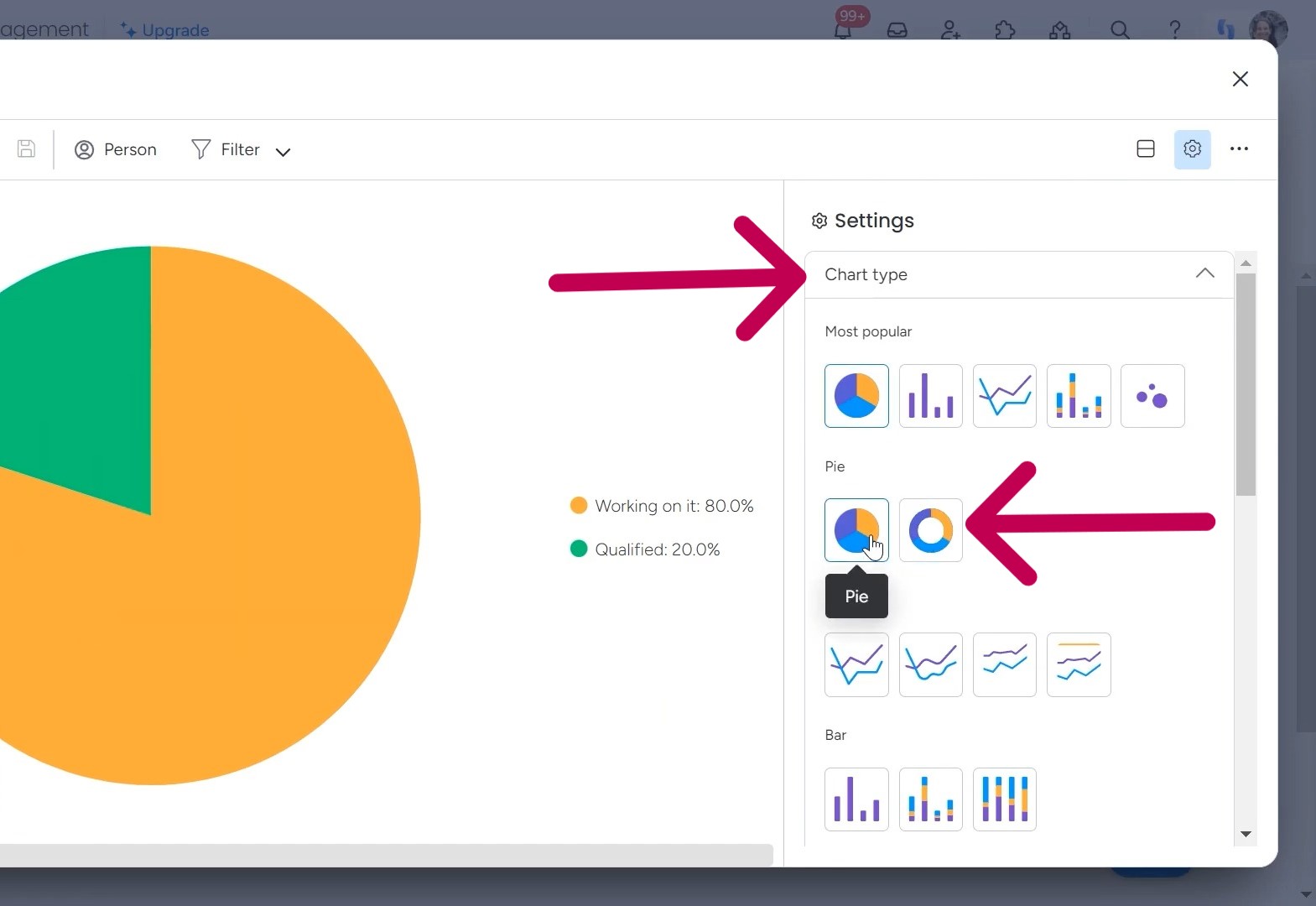 selecting chart type