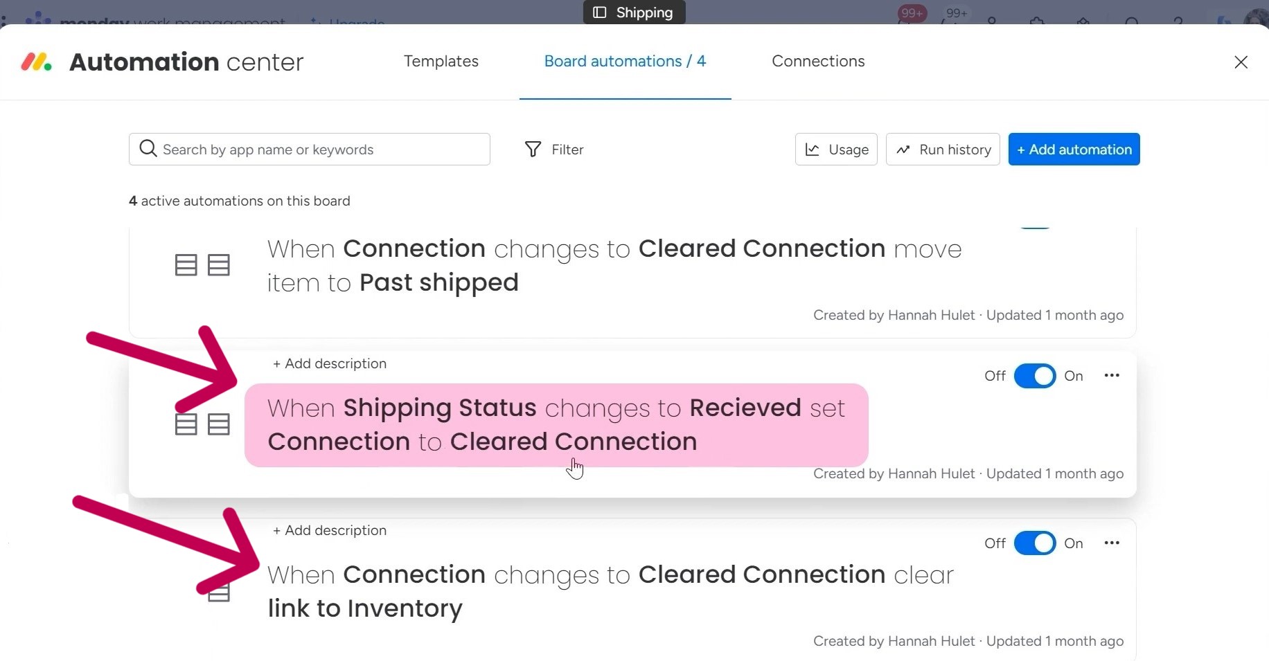 shipping board automation