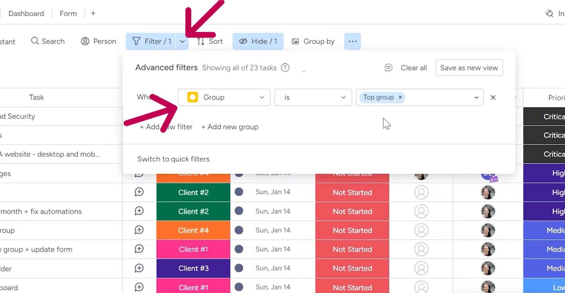 applying filter to board