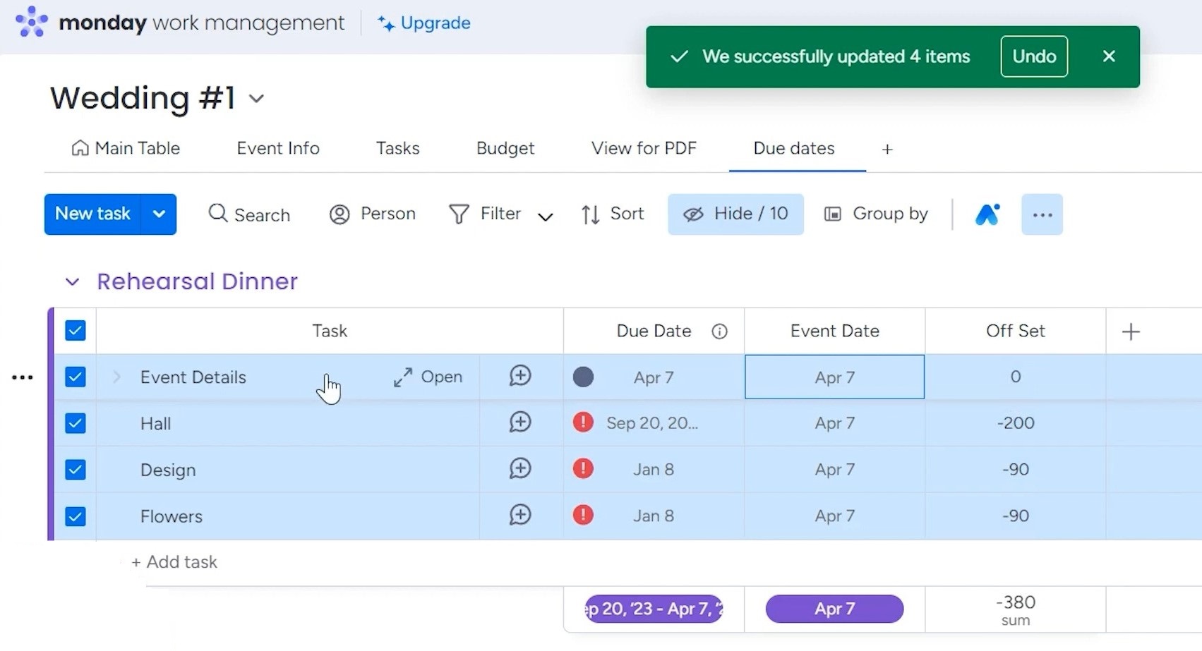 automation date setup