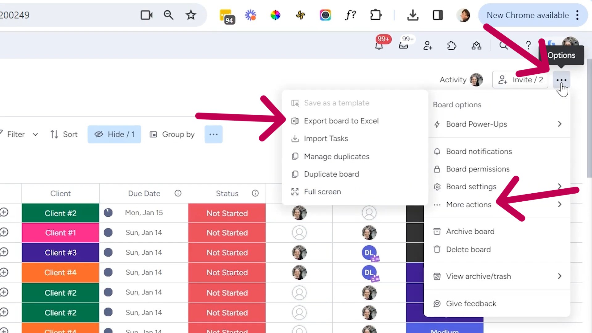 excel download menu