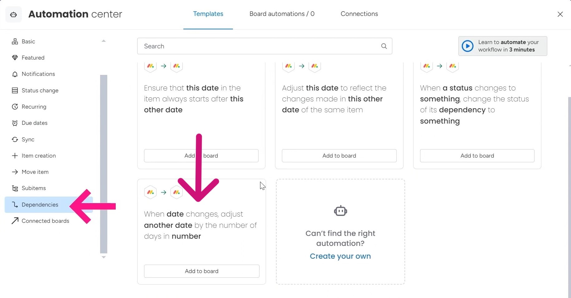 finding and setting the automation