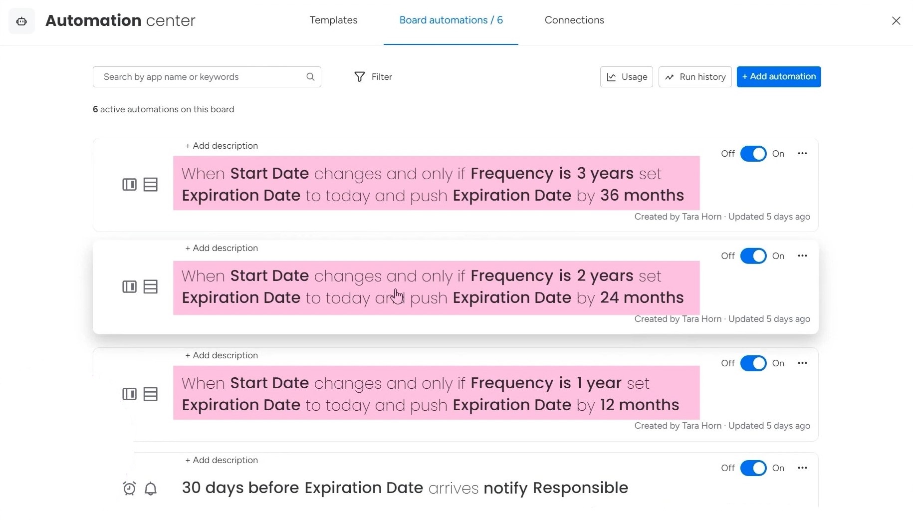 frequency date automation