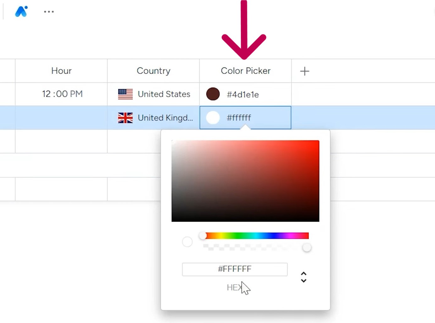 color picker column