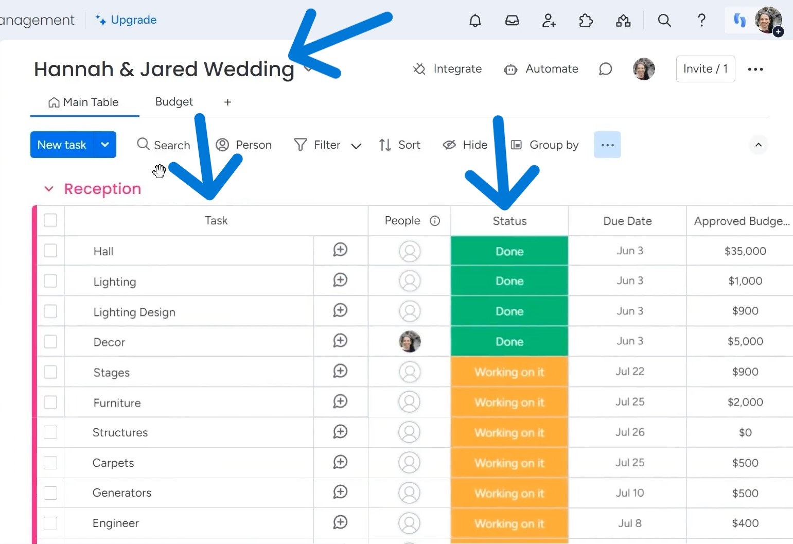 wedding board low-level