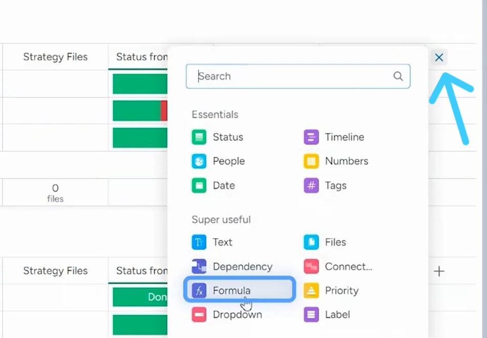 choosing formula column