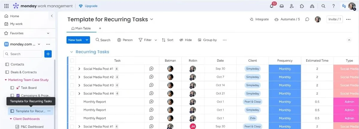 recurring task board