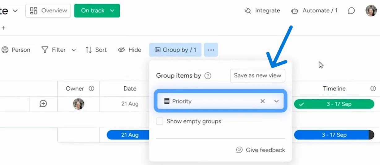 save group by view