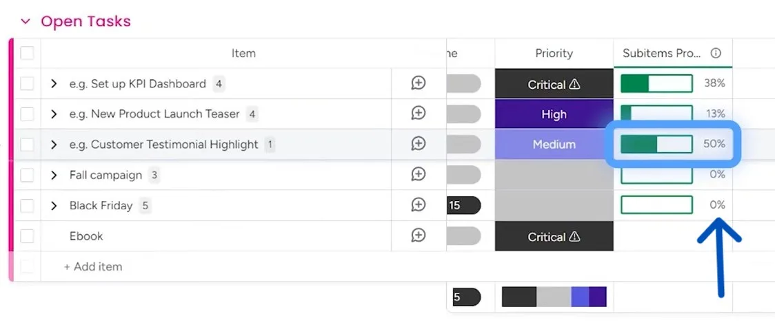 social media task progress bar