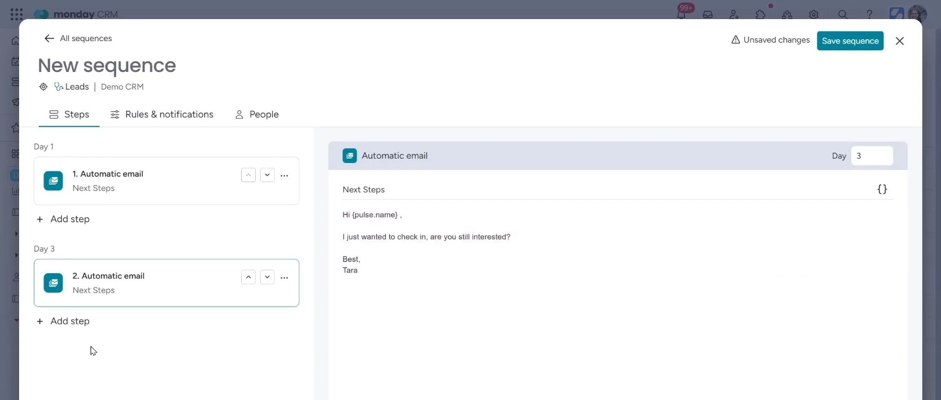 setting up the second email