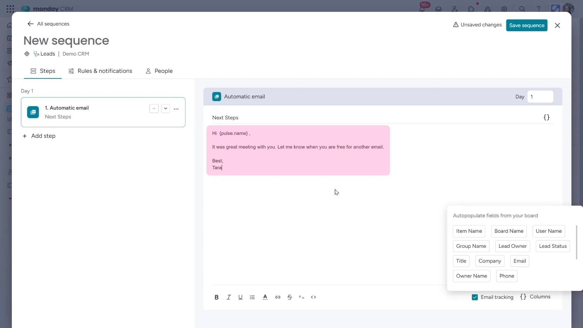 setting up automated email