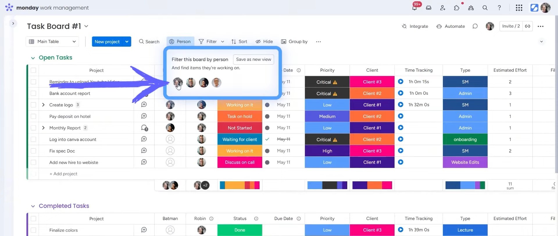 using person column option
