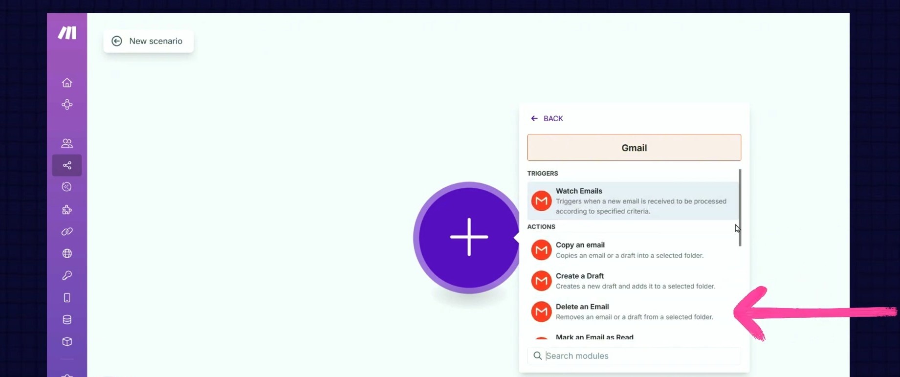 make.com gmail integration option