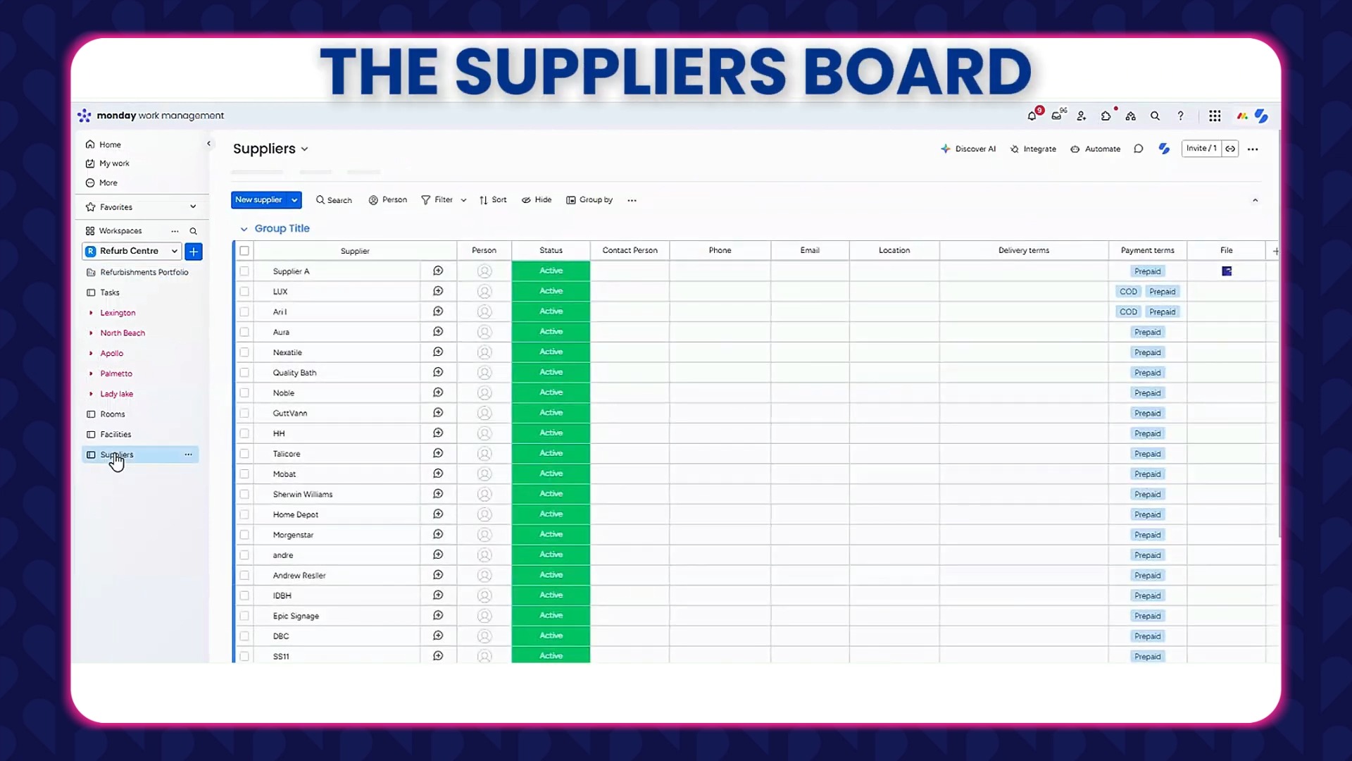 suppliers board