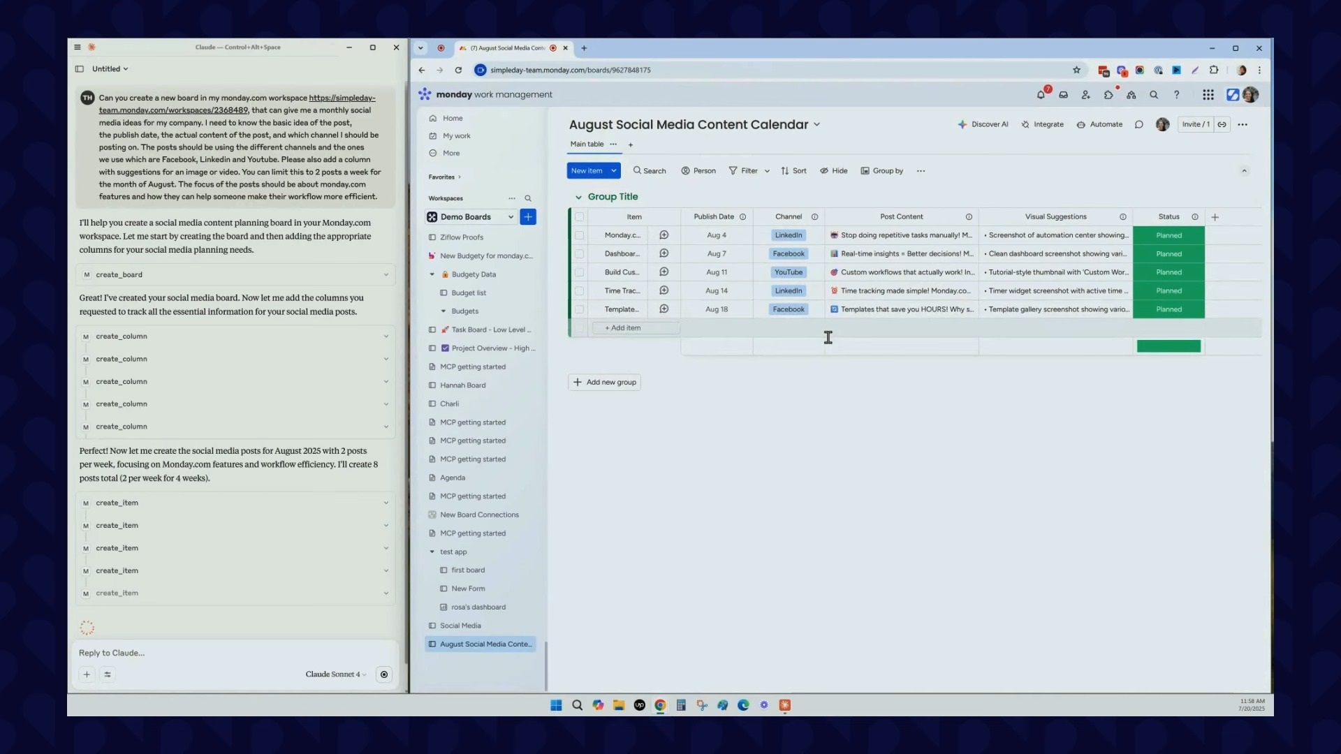 AI agent creating boards