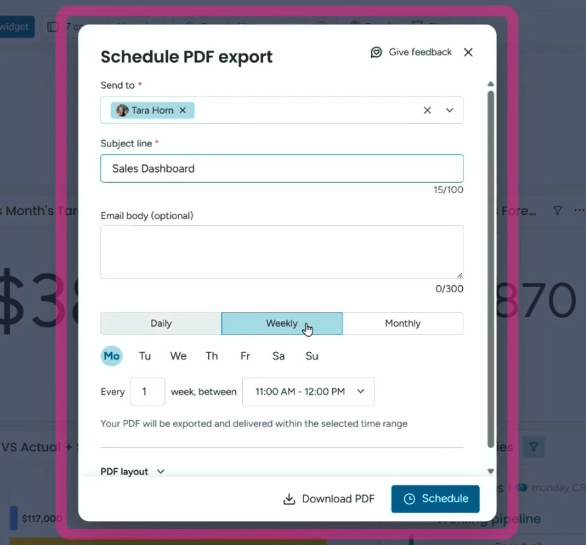Schedule PDF export