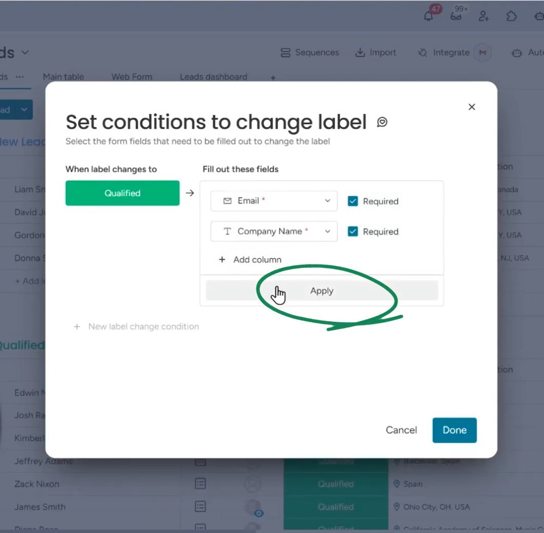setting required column in CRM