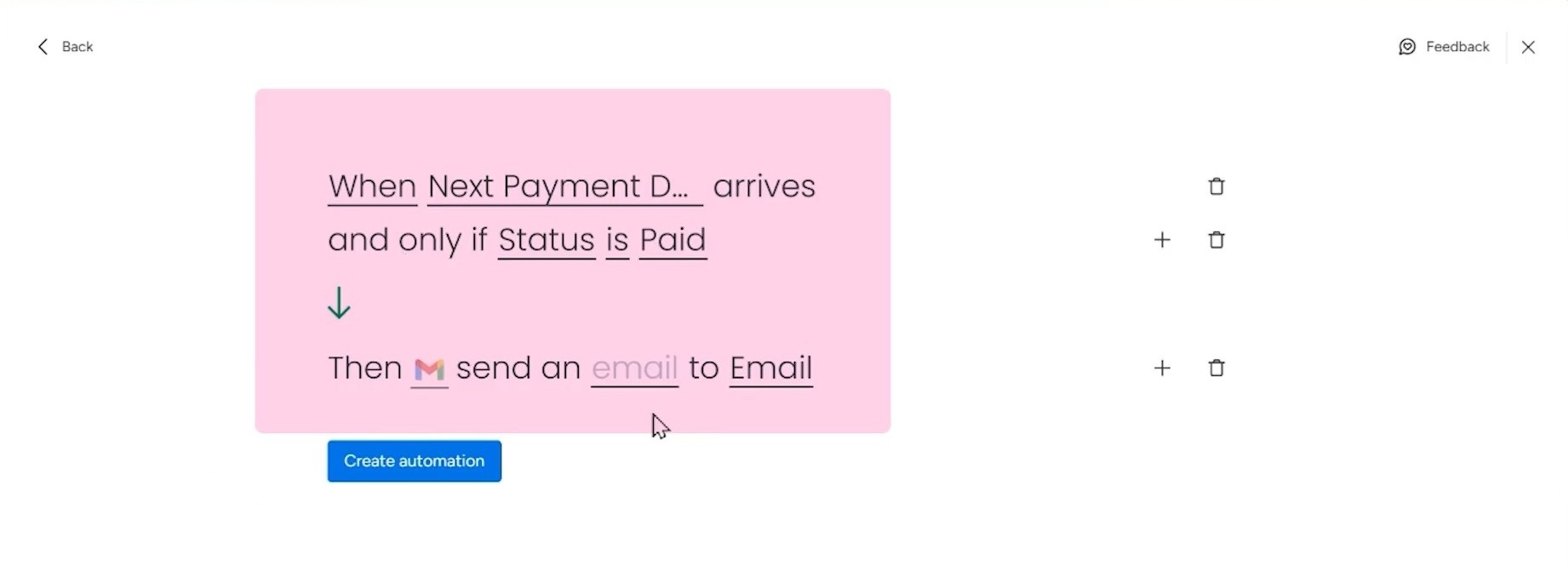 adding condition to payment date automation