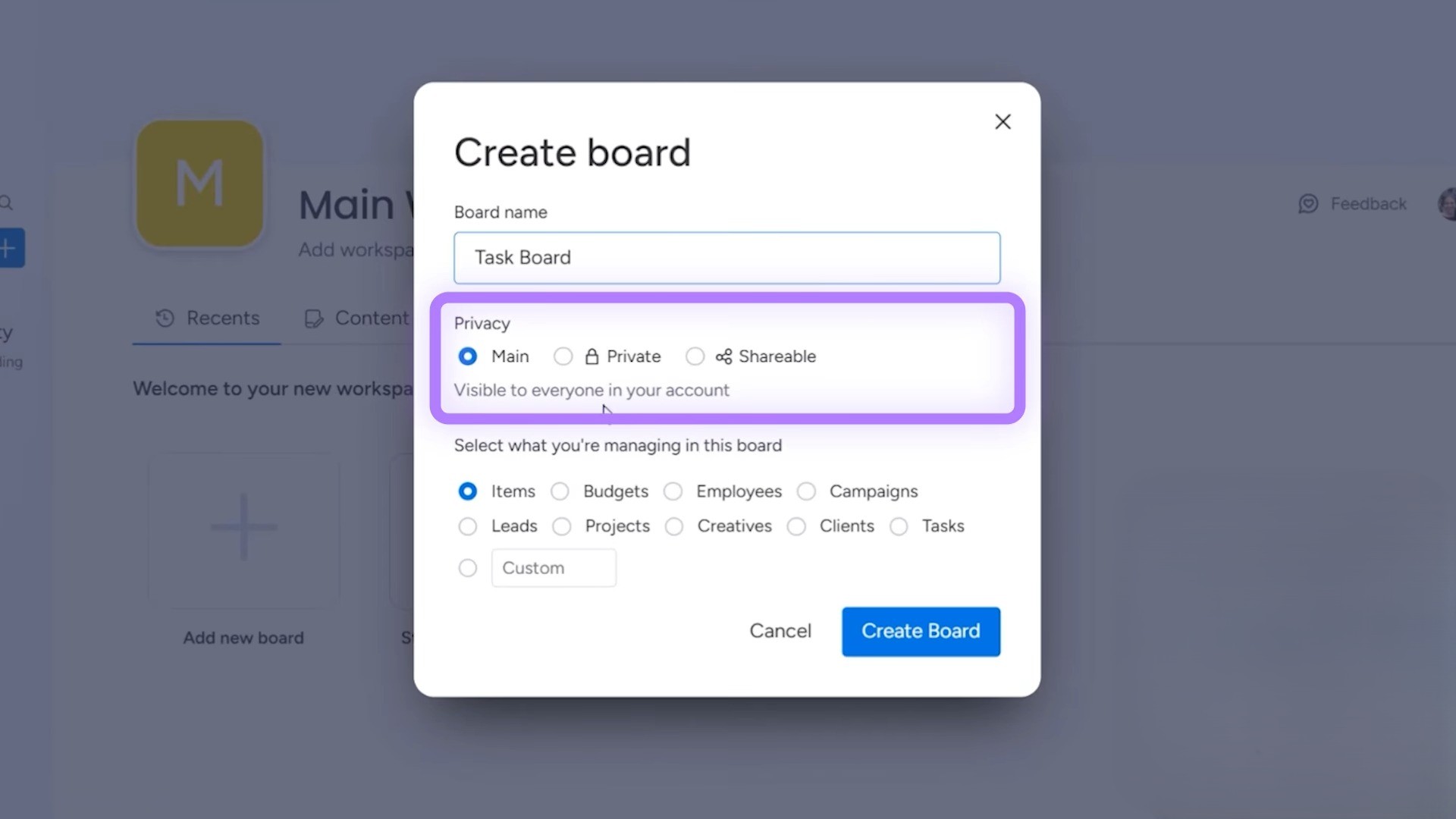 monday.com board types