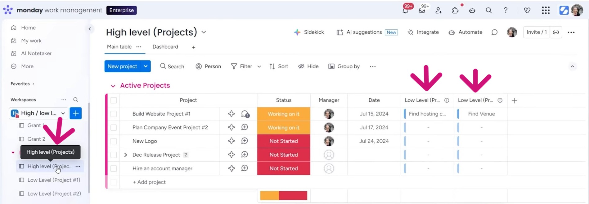 high-level and low-level structure